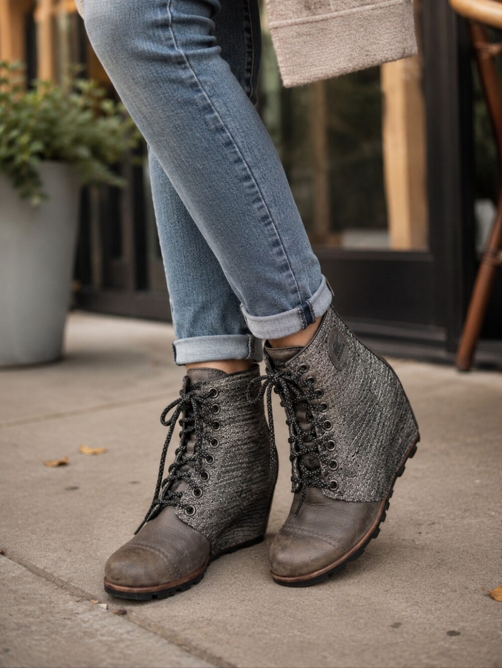 Sorel Women's Lace-Up Ankle Boots in Gray